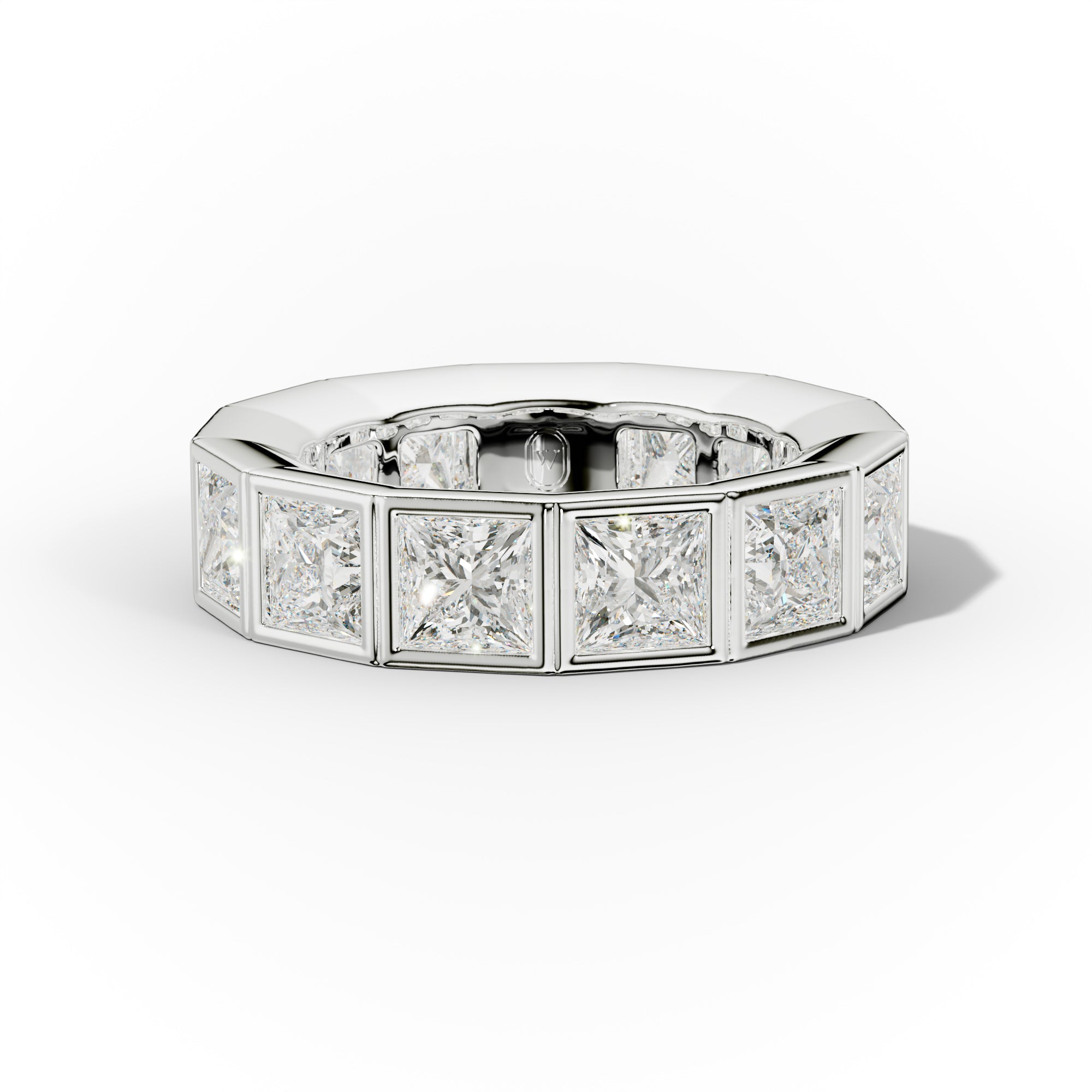 7.0 Carat Bezel Set Princess Cut Diamond Eternity Band